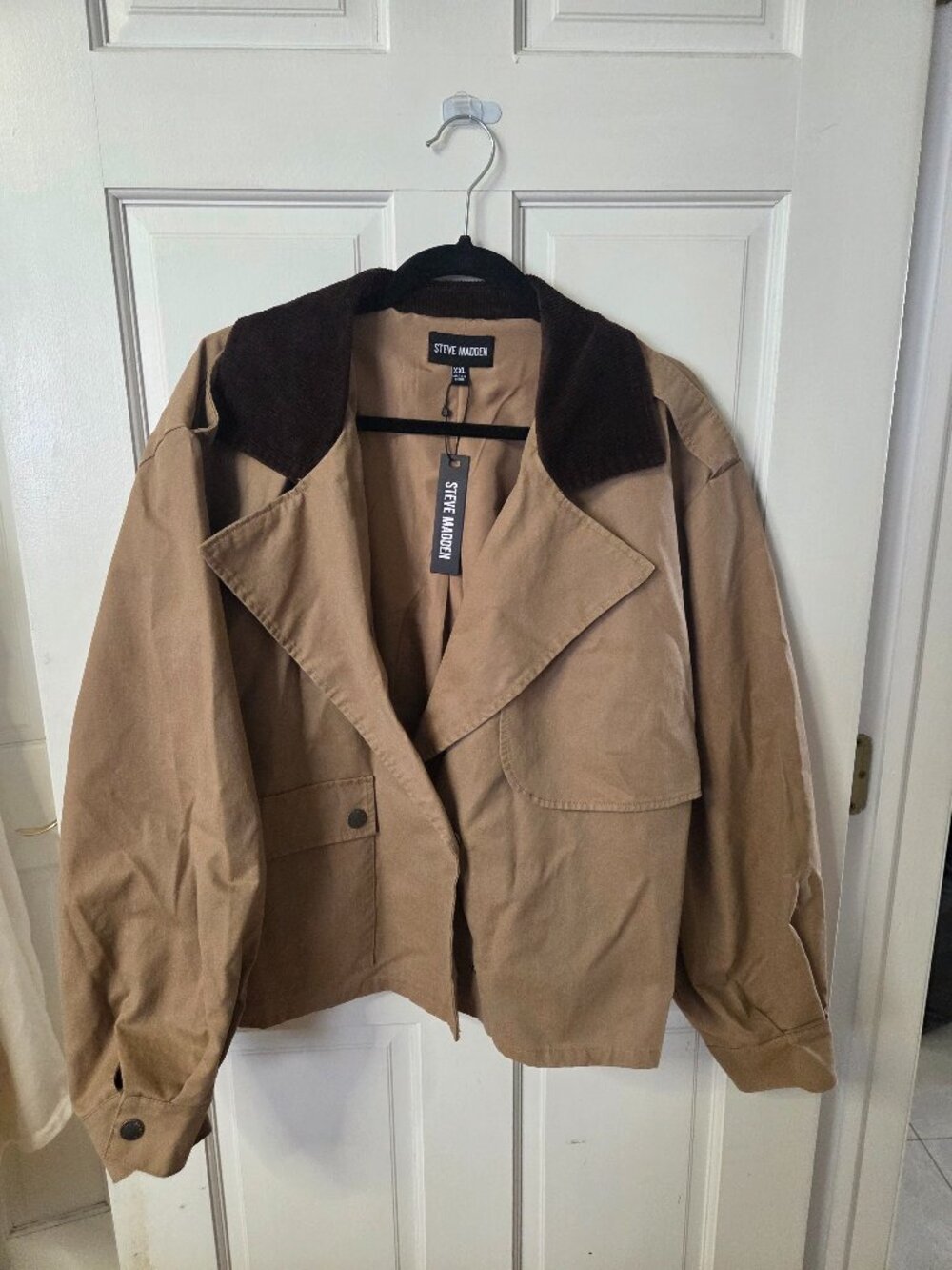 Size XXL | Steve Madden Tan Cropped Jacket w/ Corduroy Collar NWT